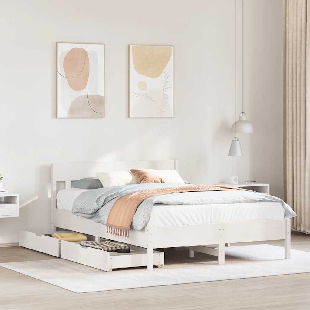 Bedframe zonder matras massief grenenhout wit 150x200 cm is nu te koop bij PeponiXL, paradijselijk wonen!