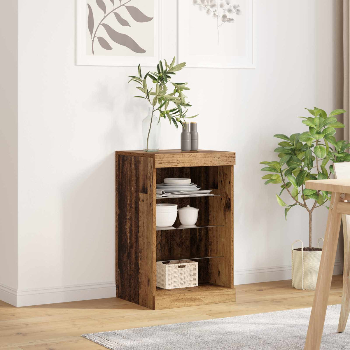 LED Sideboard Oudhout 41 x 37 x 67 cm Bewerkt hout is nu te koop bij PeponiXL, paradijselijk wonen!