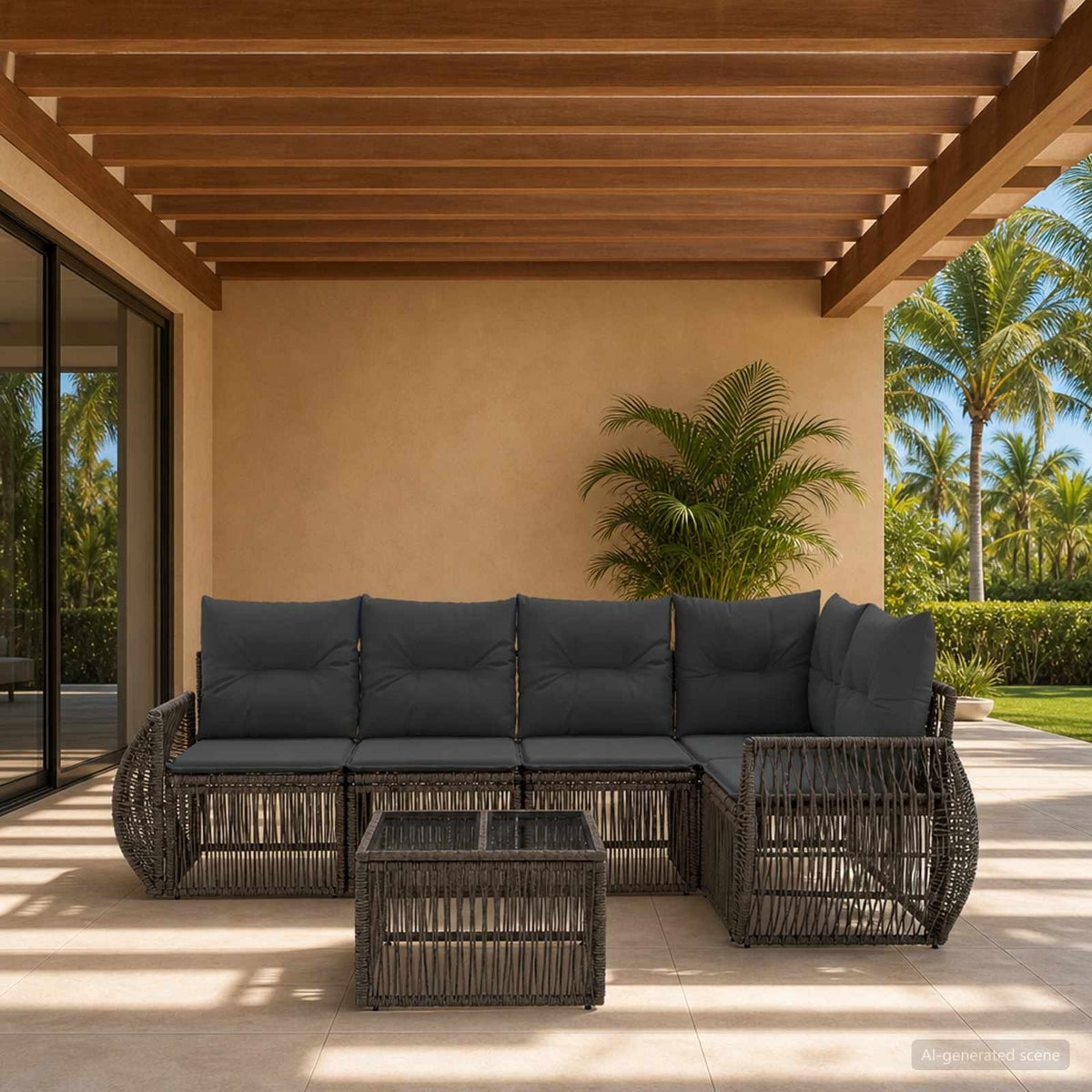 Tuinbankenset 6 pcs Grijs en Donkergrijs poly rattan is nu te koop bij PeponiXL, paradijselijk wonen!