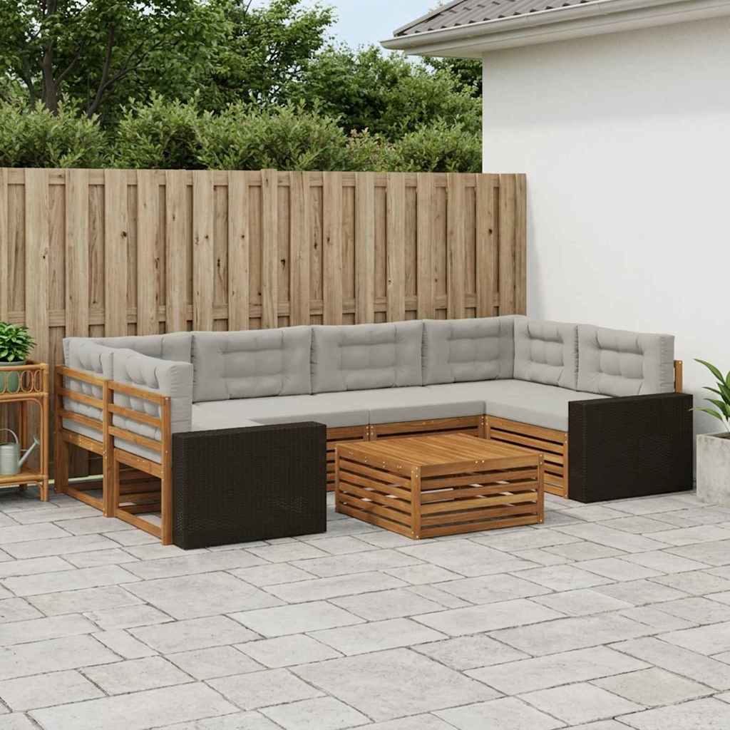 Buiten bankenset 7 pcs Naturel en lichtgrijs Polyester is nu te koop bij PeponiXL, paradijselijk wonen!