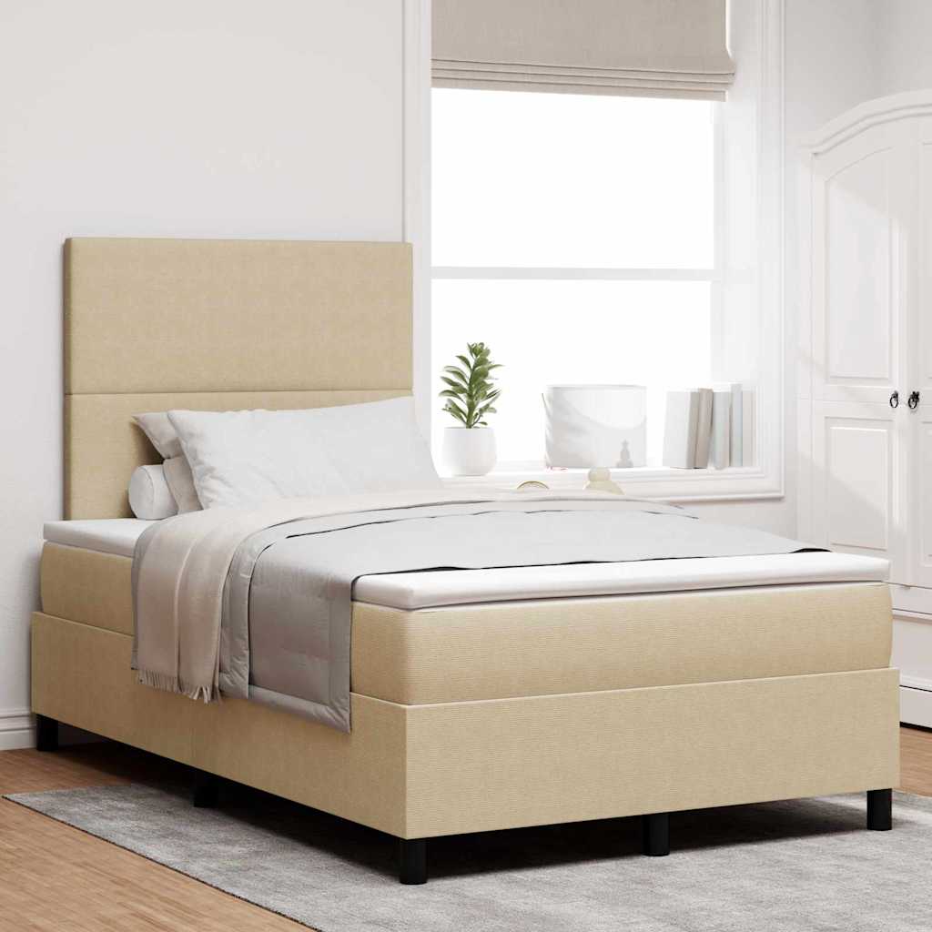 Boxspringbed Lichtgrijs en wit. 120 x 190 cm Katoen Stof is nu te koop bij PeponiXL, paradijselijk wonen!
