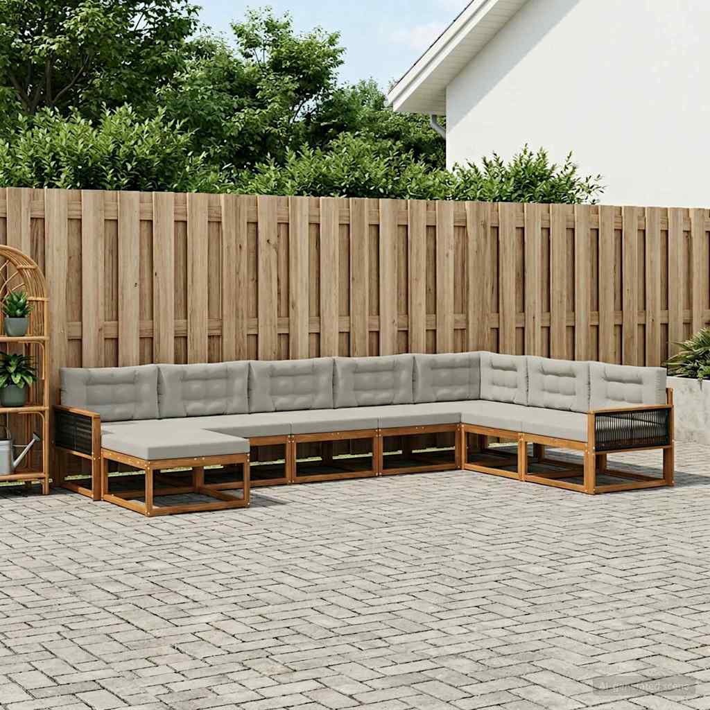Buiten bankenset met kussen 8 pcs Naturel en lichtgrijs is nu te koop bij PeponiXL, paradijselijk wonen!