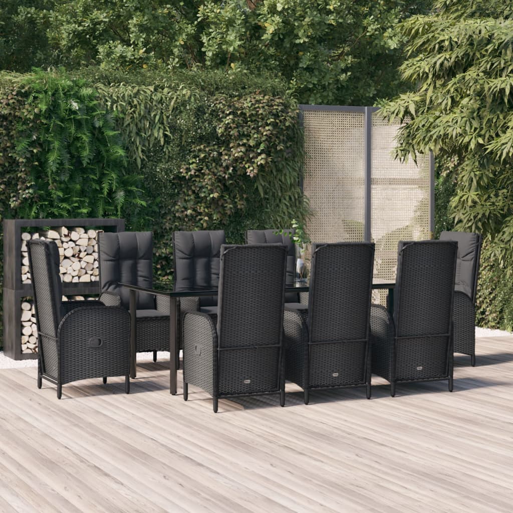 9-delige Tuinset poly rattan zwart is nu te koop bij PeponiXL, paradijselijk wonen!
