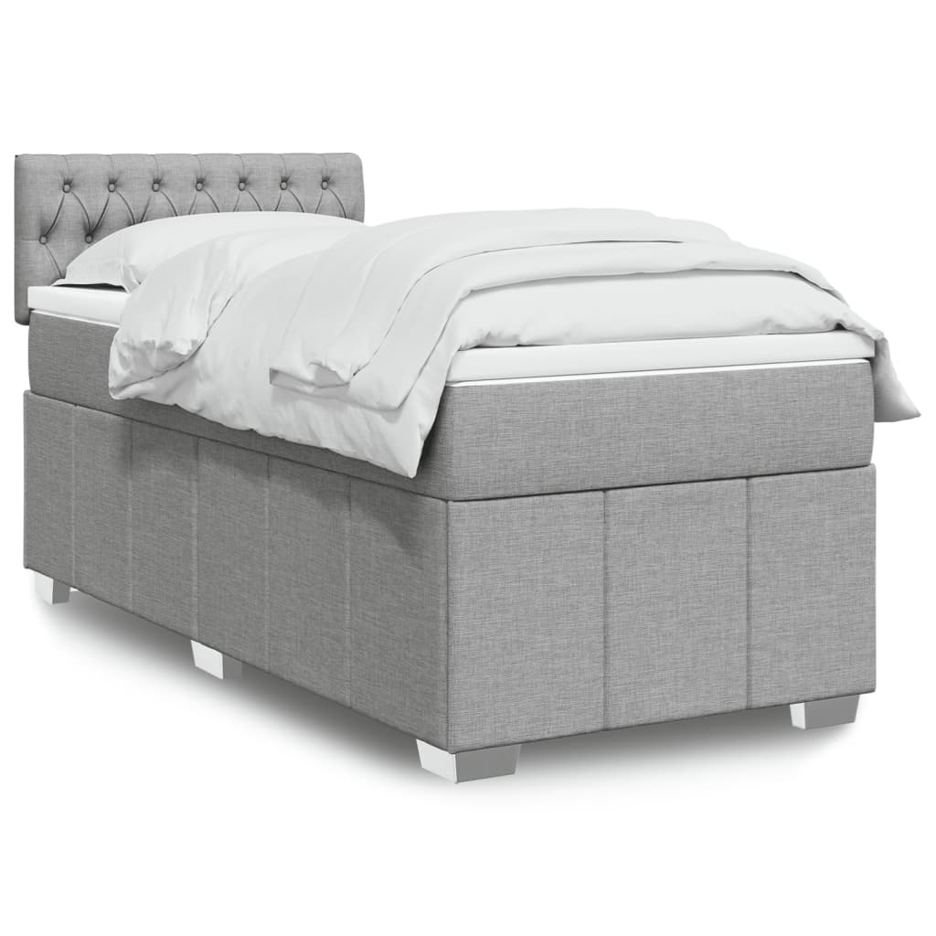 Boxspring met matras stof lichtgrijs 100x200 cm is nu te koop bij PeponiXL, paradijselijk wonen!