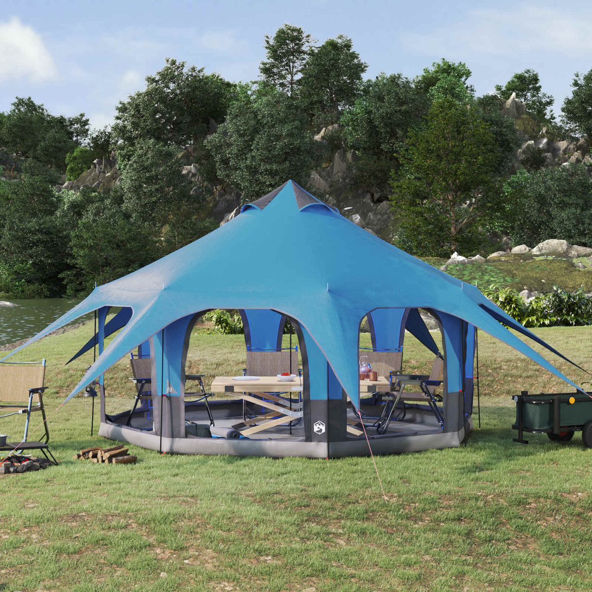 Gezinstent Blauw 5-persoons 185T Polyester met PU Coating is nu te koop bij PeponiXL, paradijselijk wonen!