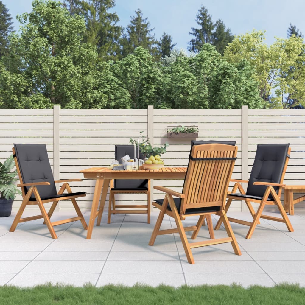 Tuinstoelen 4 st verstelbaar met kussens massief teakhout is nu te koop bij PeponiXL, paradijselijk wonen!