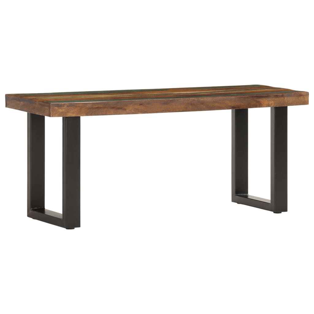 Bankje 110 cm massief gerecycled hout en staal is nu te koop bij PeponiXL, paradijselijk wonen!