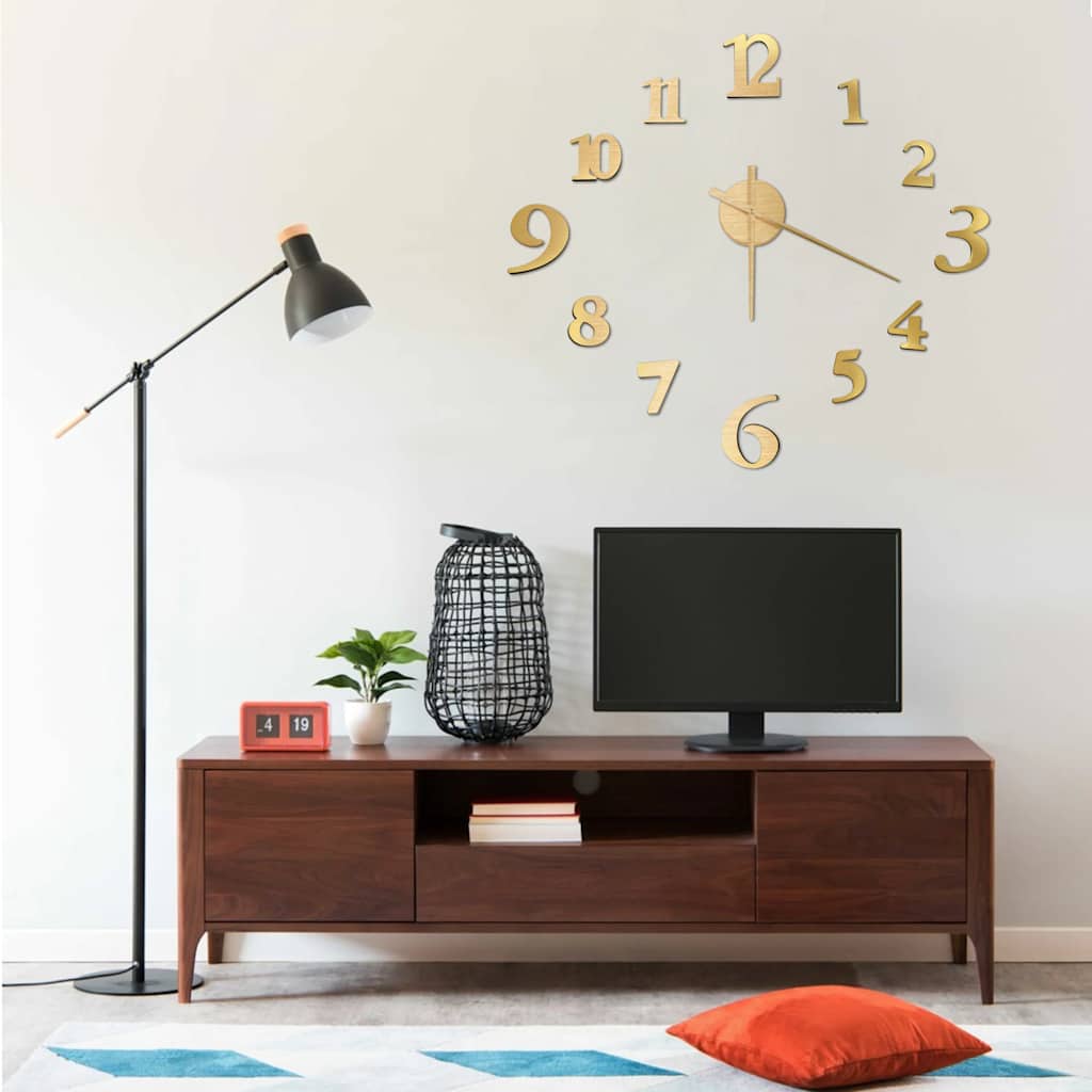 3D-wandklok modern XXL 100 cm goudkleurig is nu te koop bij PeponiXL, paradijselijk wonen!
