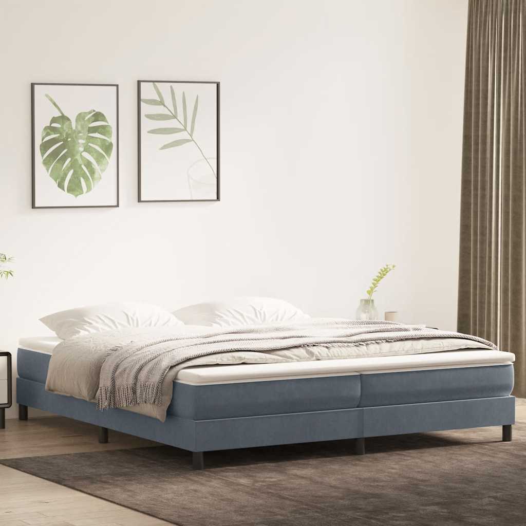 Boxspringbed zonder matras 200x210 cm fluweel donkergrijs is nu te koop bij PeponiXL, paradijselijk wonen!