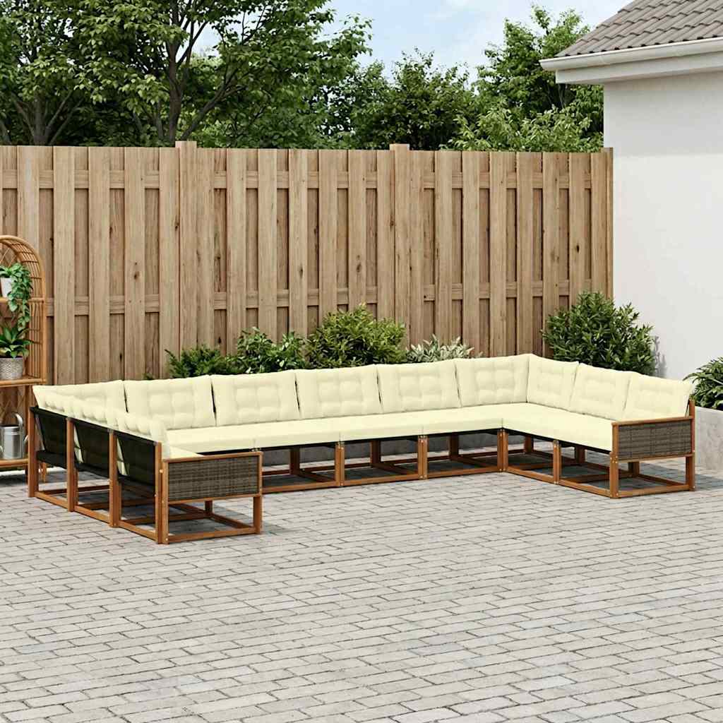 Buiten bankenset met kussen 10 pcs Natuurlijk en Crème is nu te koop bij PeponiXL, paradijselijk wonen!