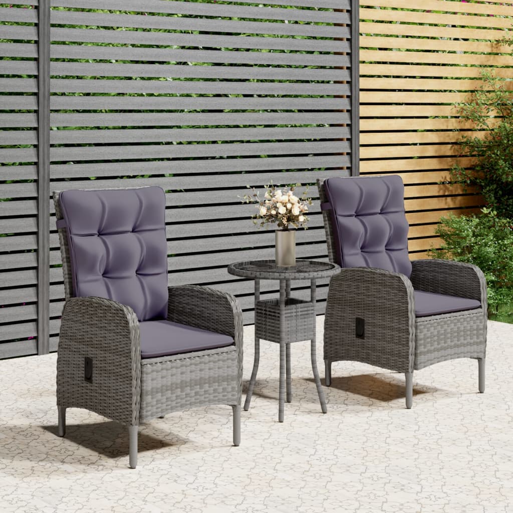 3-delige Bistroset poly rattan grijs is nu te koop bij PeponiXL, paradijselijk wonen!