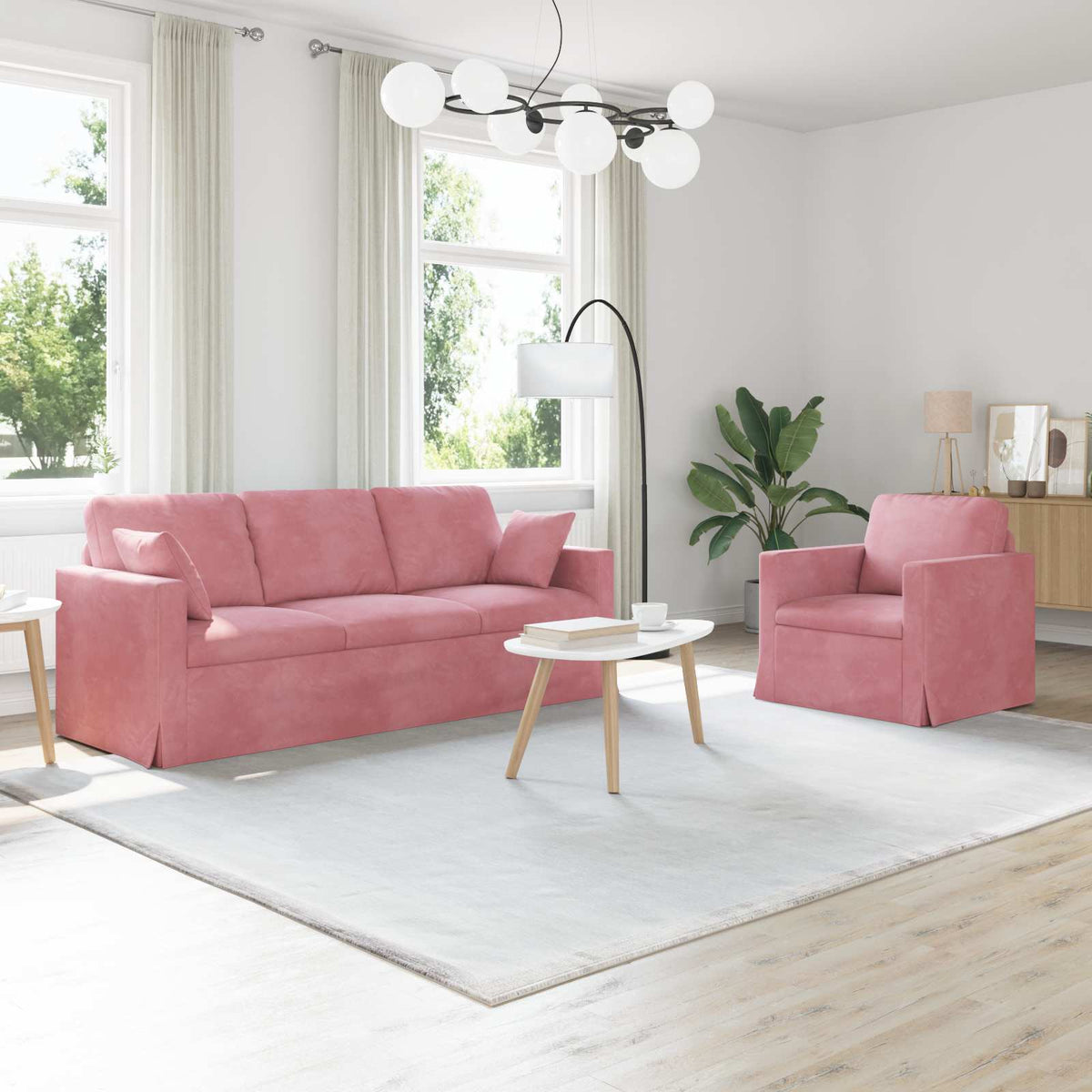 Bankstel 2 pcs Roze 198 x 78 x 80 cm Fluweel is nu te koop bij PeponiXL, paradijselijk wonen!