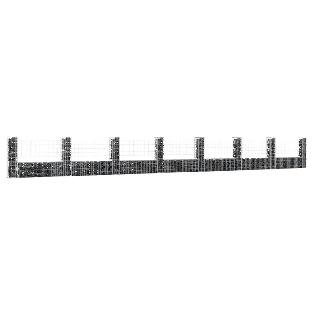 Schanskorf U-vormig met 8 palen 860x20x100 cm ijzer is nu te koop bij PeponiXL, paradijselijk wonen!