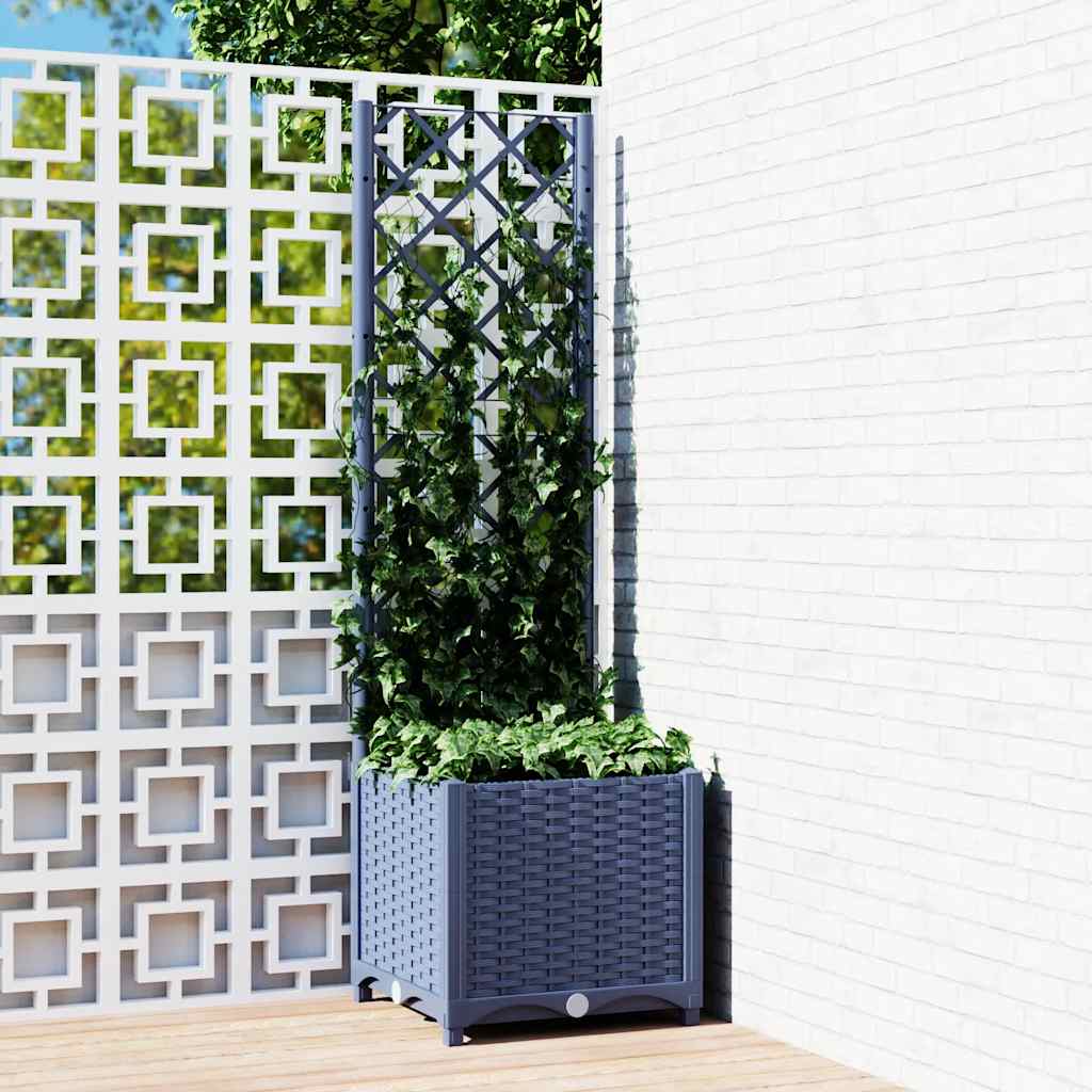 Plantenbak met trellis blauwgrijs 40x40x136 cm PP is nu te koop bij PeponiXL, paradijselijk wonen!