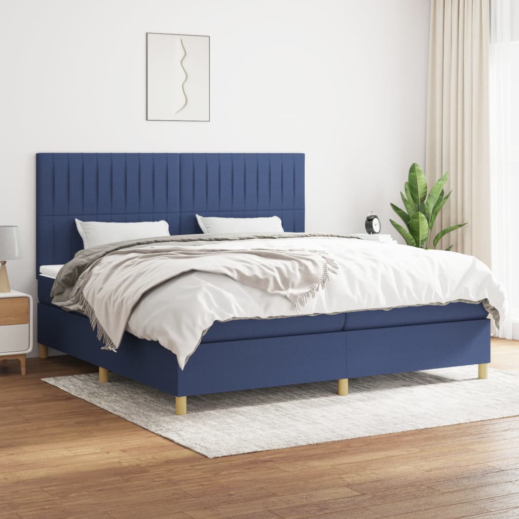 Boxspring met matras stof blauw 200x200 cm is nu te koop bij PeponiXL, paradijselijk wonen!