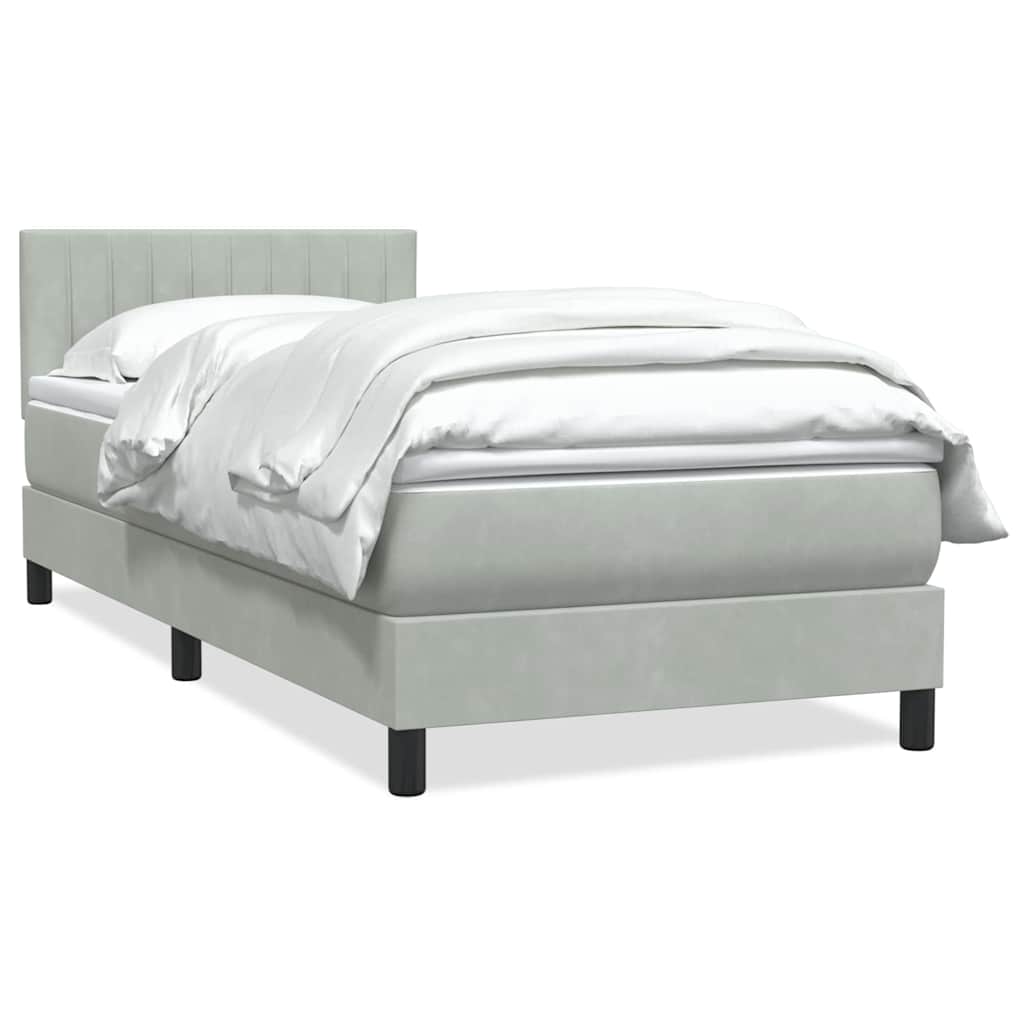 Boxspring met matras fluweel lichtgrijs 80x210 cm is nu te koop bij PeponiXL, paradijselijk wonen!