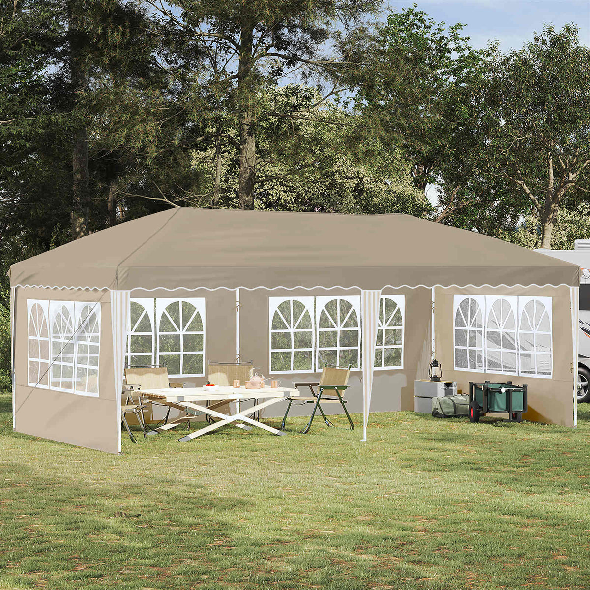 Pop-up Feesttent 575 x 289 x 245 cm Crèmekleurig is nu te koop bij PeponiXL, paradijselijk wonen!