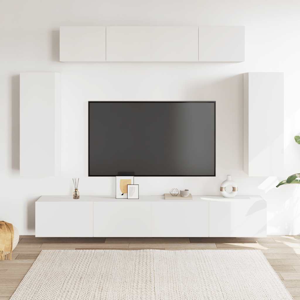 6-delige Tv-meubelset bewerkt hout wit is nu te koop bij PeponiXL, paradijselijk wonen!