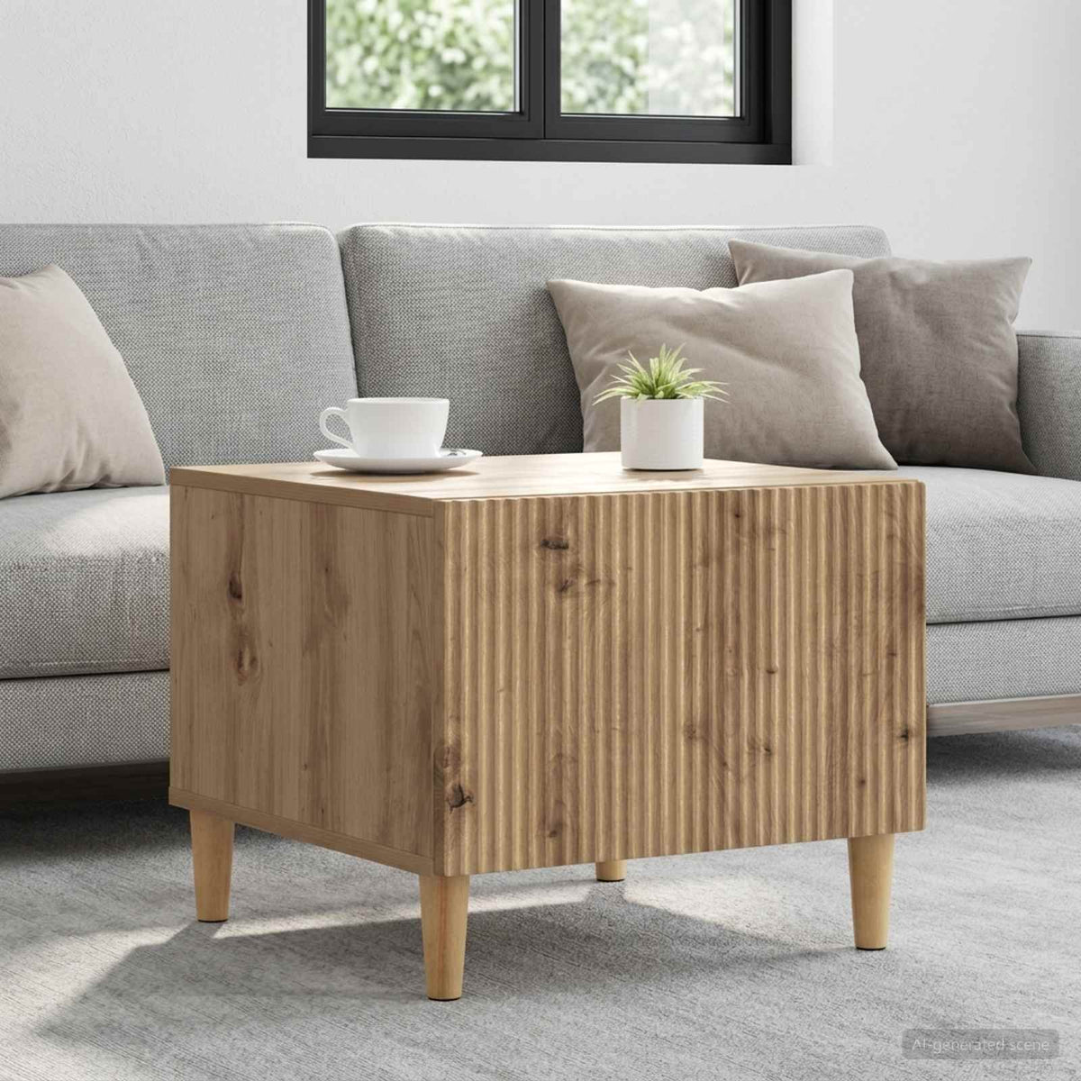 Salontafel Artisanaal eiken 49 x 50 x 40 cm Bewerkt hout is nu te koop bij PeponiXL, paradijselijk wonen!
