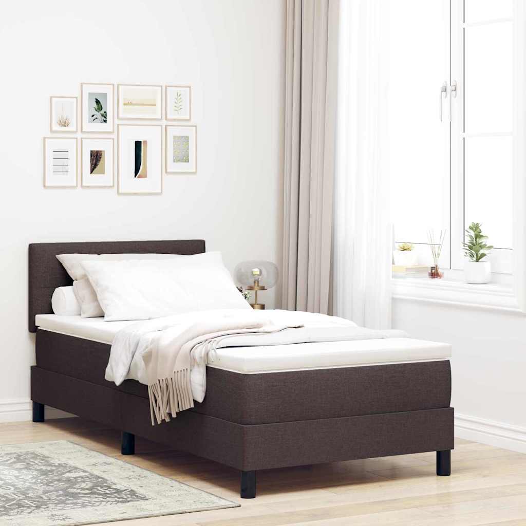 Boxspring bed met matras met LED Donkerbruin 90 x 190 cm Stof is nu te koop bij PeponiXL, paradijselijk wonen!