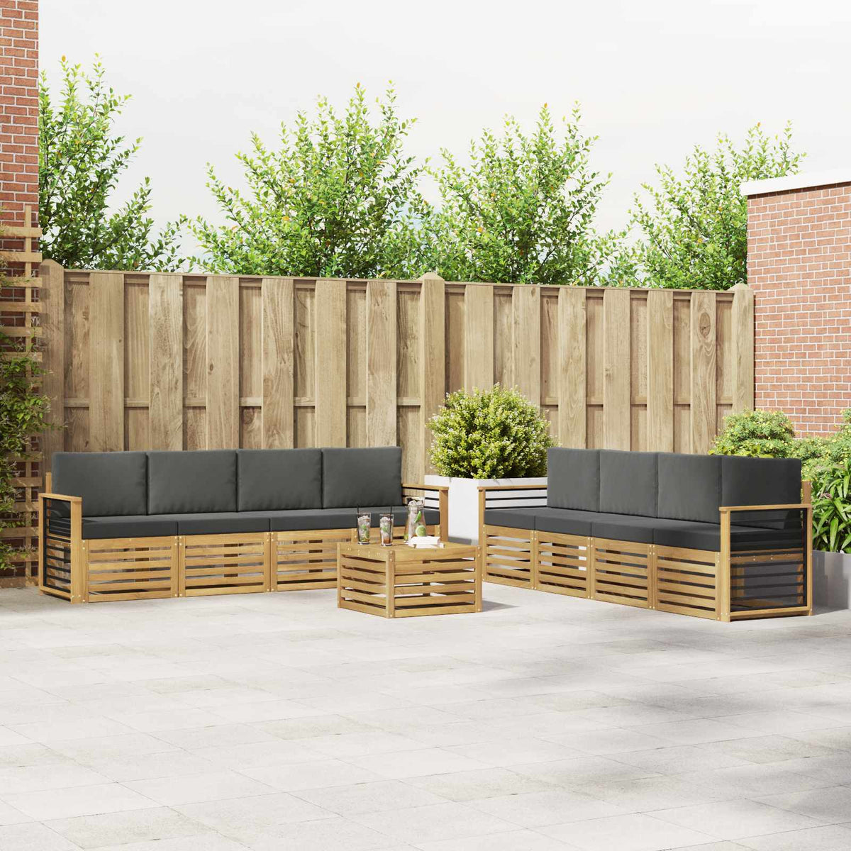 Sofa-Sets met kussen 9 pcs Wit en antracietkleurig Polyester is nu te koop bij PeponiXL, paradijselijk wonen!