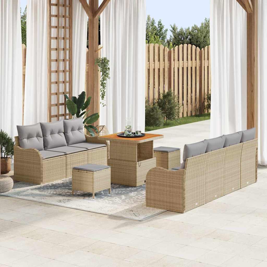 Tuin Sofa Set met kussen met opslag 10 pcs Beige en Licht Grijs is nu te koop bij PeponiXL, paradijselijk wonen!