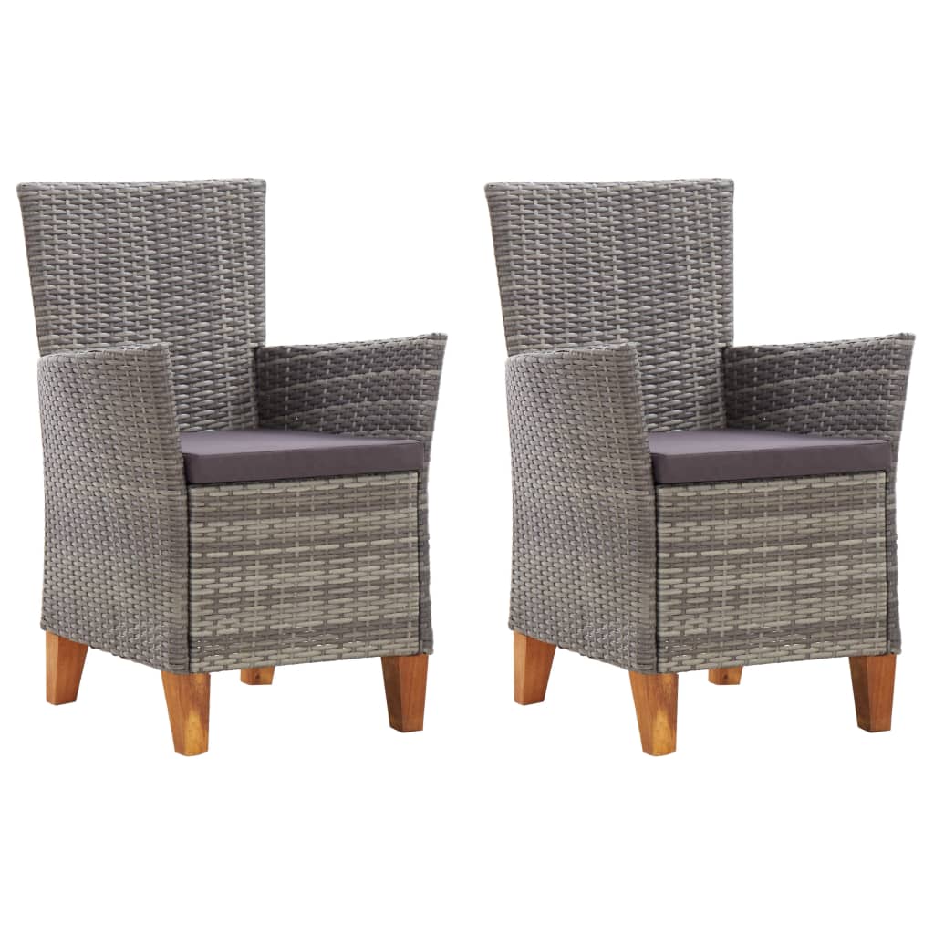 Tuinstoelen 2 st met kussens poly rattan grijs is nu te koop bij PeponiXL, paradijselijk wonen!