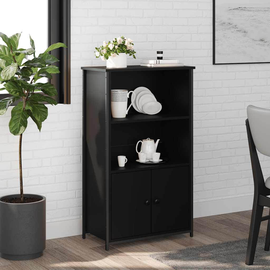 Hoge kast 62x32x103,5 cm bewerkt hout zwart is nu te koop bij PeponiXL, paradijselijk wonen!