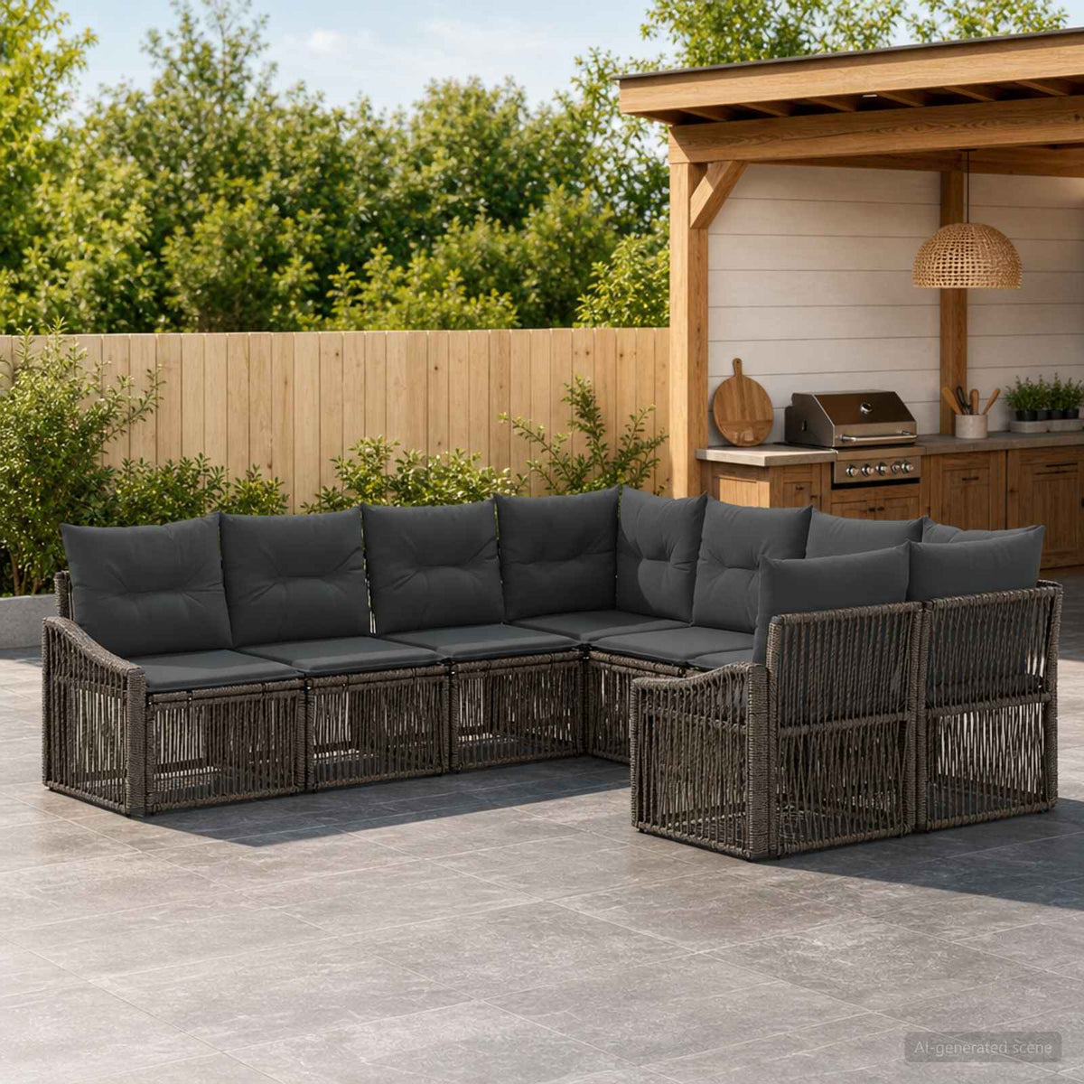 Tuinbankenset 8 st 8-Aantal zitplaatsen Grijs poly rattan is nu te koop bij PeponiXL, paradijselijk wonen!