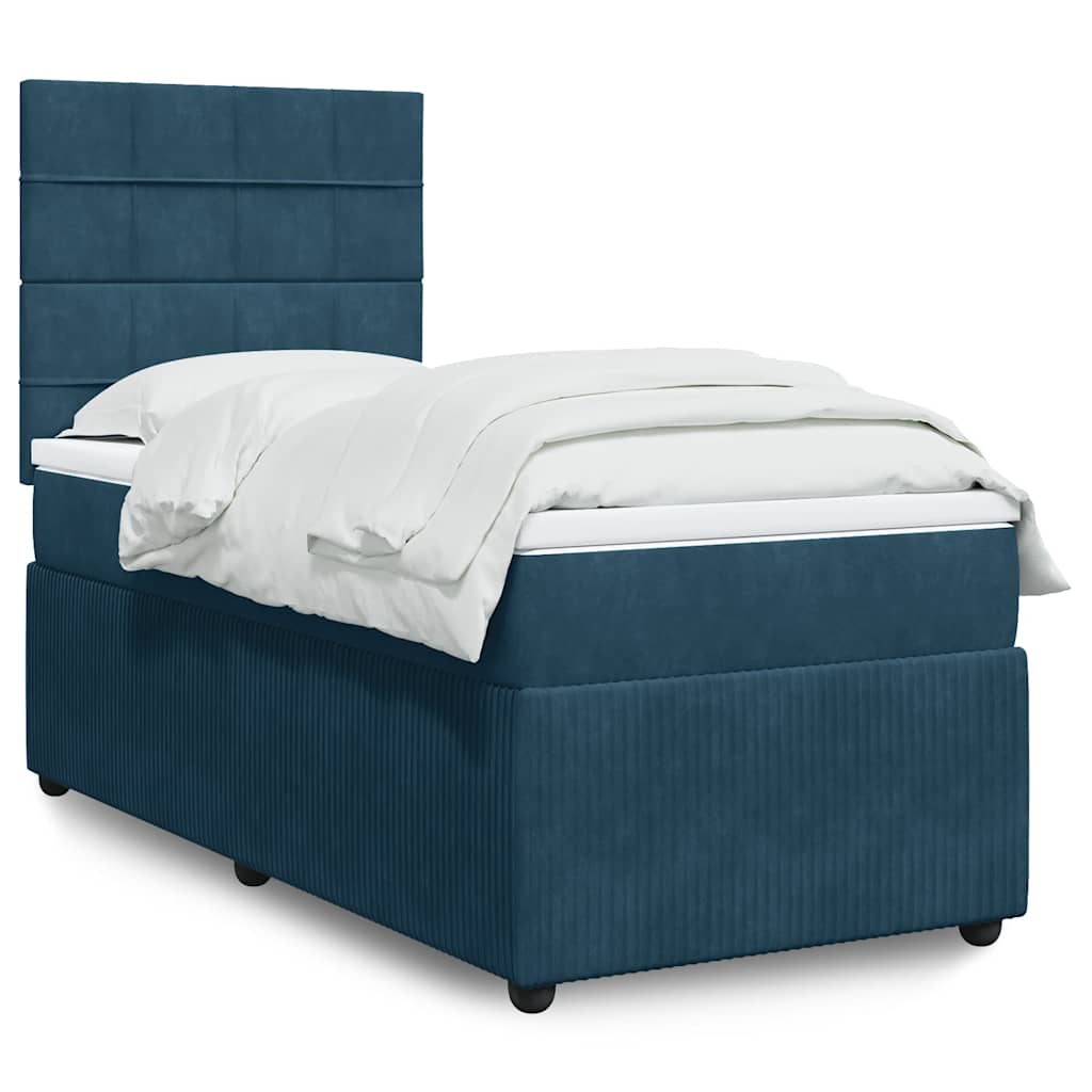 Boxspring met matras fluweel blauw 100x200 cm is nu te koop bij PeponiXL, paradijselijk wonen!