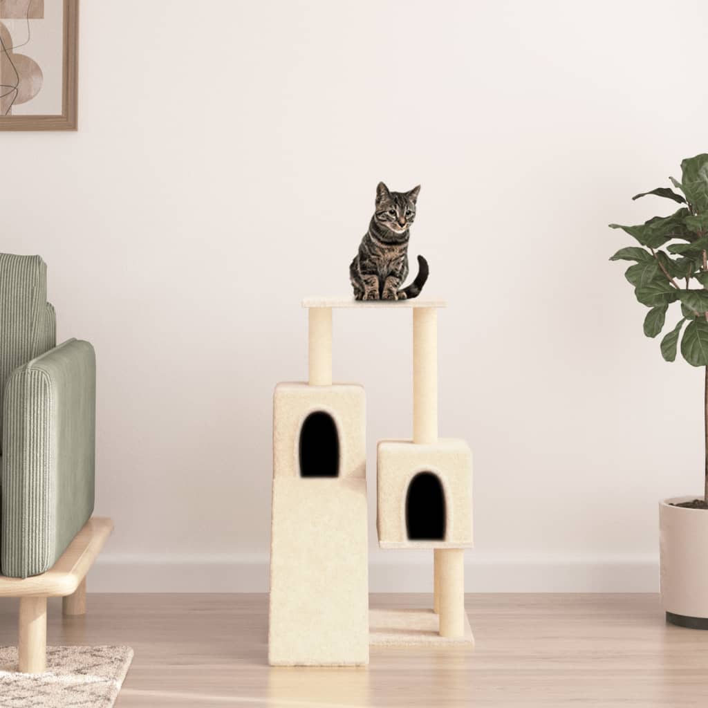 Kattenmeubel met sisal krabpalen 82 cm crèmekleurig is nu te koop bij PeponiXL, paradijselijk wonen!