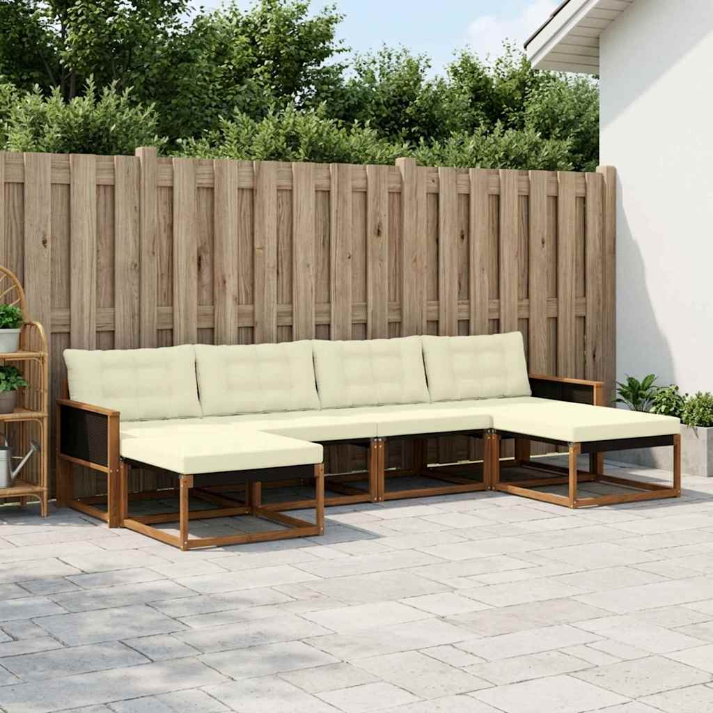 Buiten bankenset met kussen 6 pcs Natuurlijk en Crème is nu te koop bij PeponiXL, paradijselijk wonen!