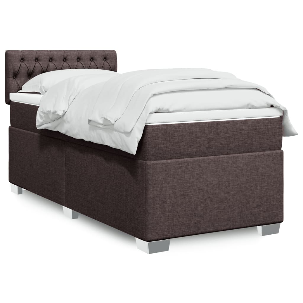 Boxspring met matras stof donkerbruin 90x190 cm is nu te koop bij PeponiXL, paradijselijk wonen!
