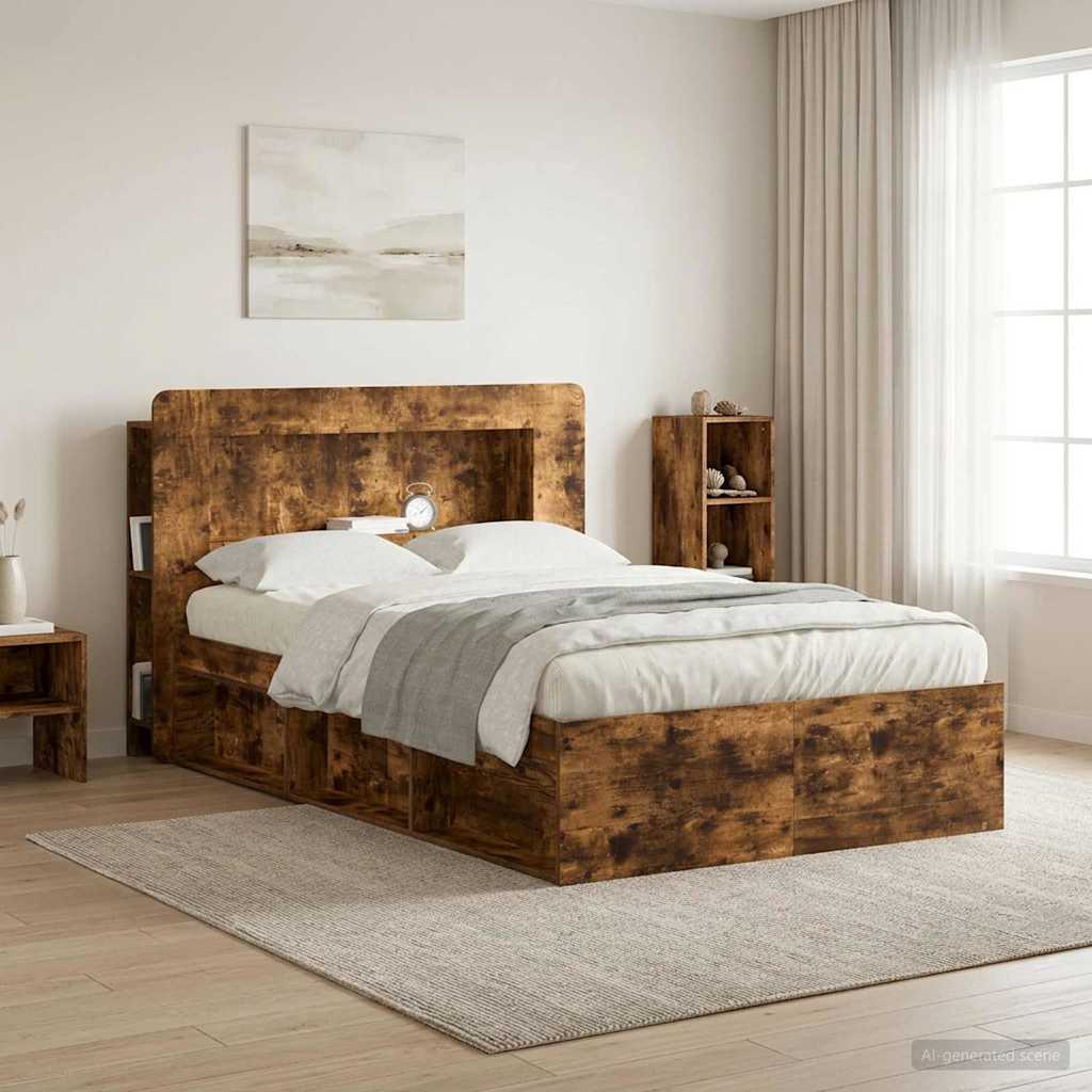 Hoofdbordkast met opslag Gerookt eiken Geconstrueerd hout is nu te koop bij PeponiXL, paradijselijk wonen!