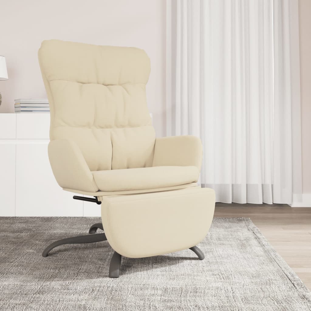 Relaxstoel met voetensteun stof crèmekleurig is nu te koop bij PeponiXL, paradijselijk wonen!