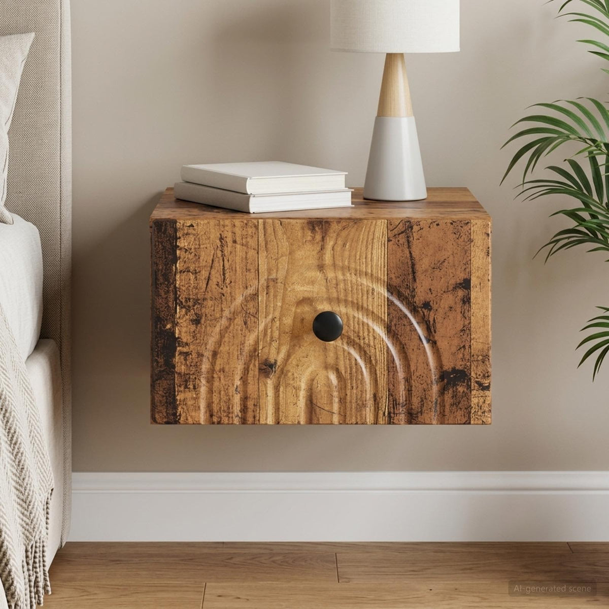 Wandbeugel Bedkast Oud hout 33 x 34,5 x 20 cm Bewerkt hout is nu te koop bij PeponiXL, paradijselijk wonen!