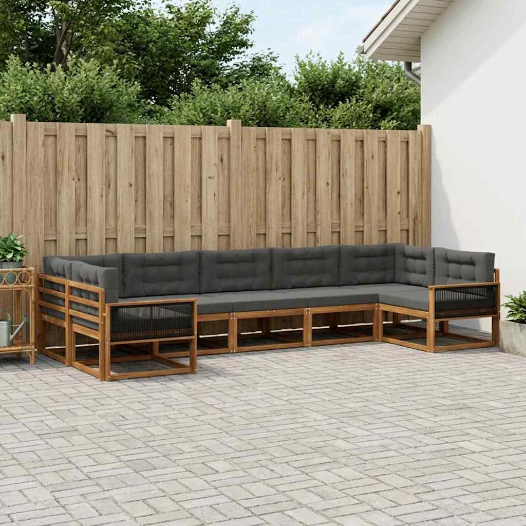 Buiten bankenset met kussen 7 pcs Natuurlijk en Antraciet is nu te koop bij PeponiXL, paradijselijk wonen!