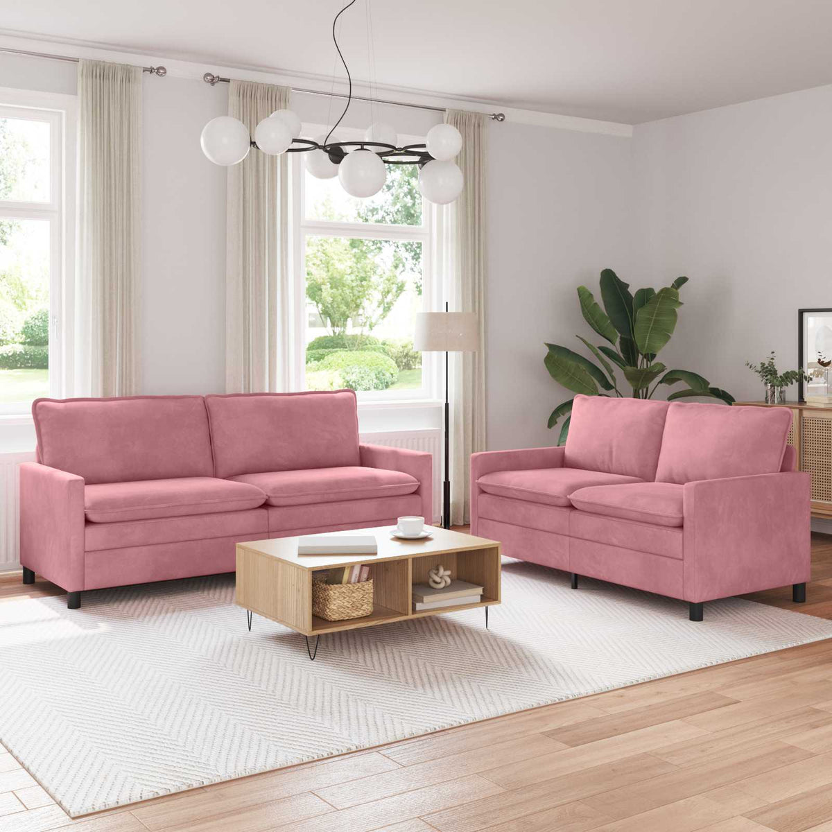 Bankstel 2 pcs Roze Fluweel is nu te koop bij PeponiXL, paradijselijk wonen!