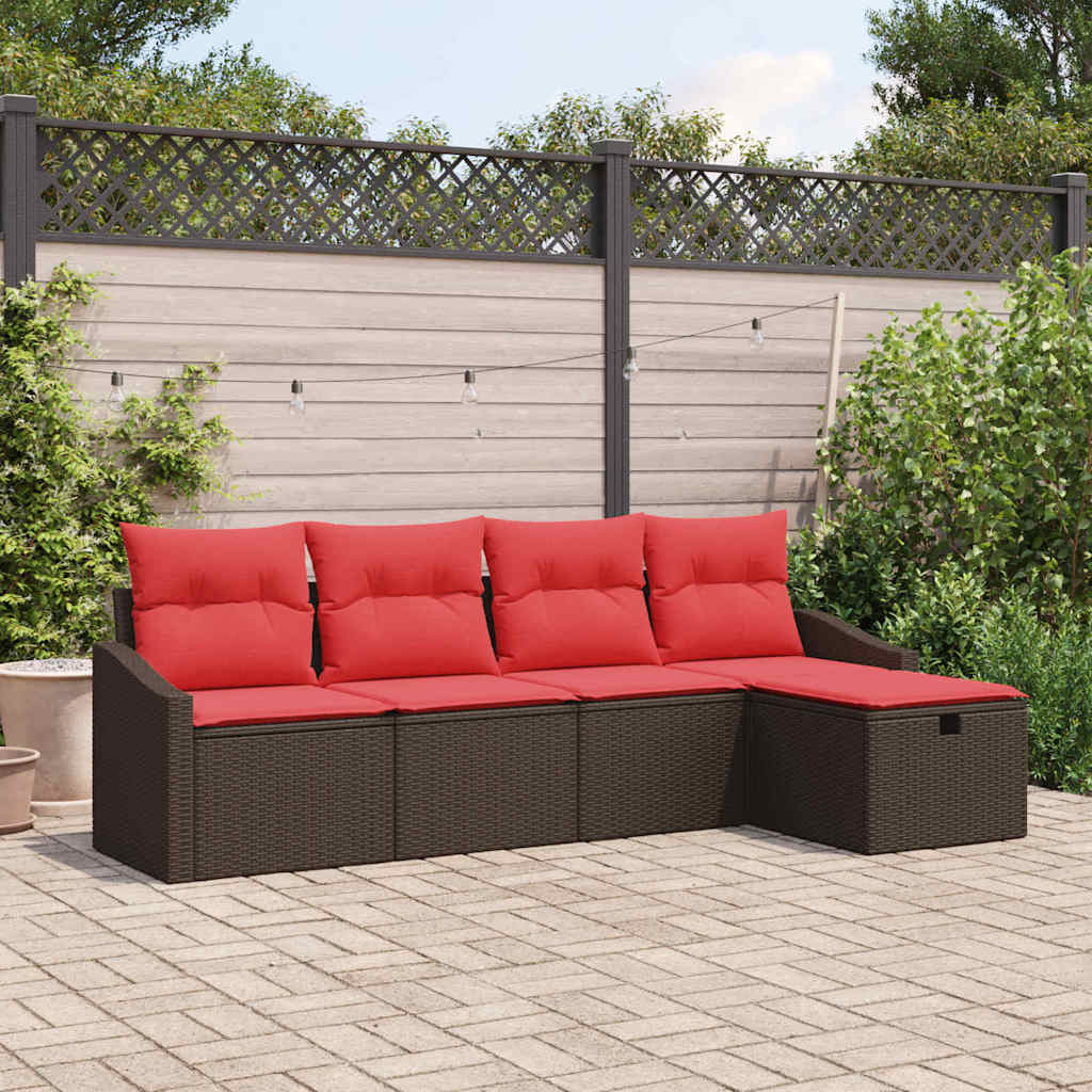Bankstel met kussen met opslag Bruin poly rattan is nu te koop bij PeponiXL, paradijselijk wonen!