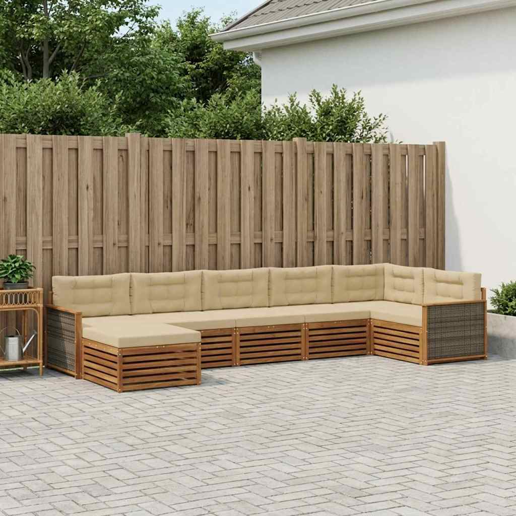 Buiten bankenset met kussen 7 pcs Natuurlijk en Beige is nu te koop bij PeponiXL, paradijselijk wonen!