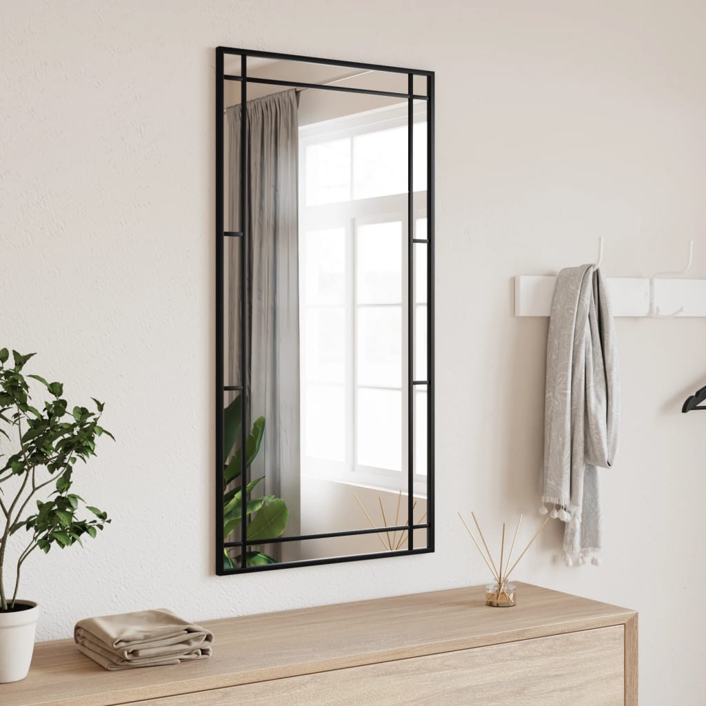 Wandspiegel rechthoekig 50x100 cm ijzer zwart is nu te koop bij PeponiXL, paradijselijk wonen!