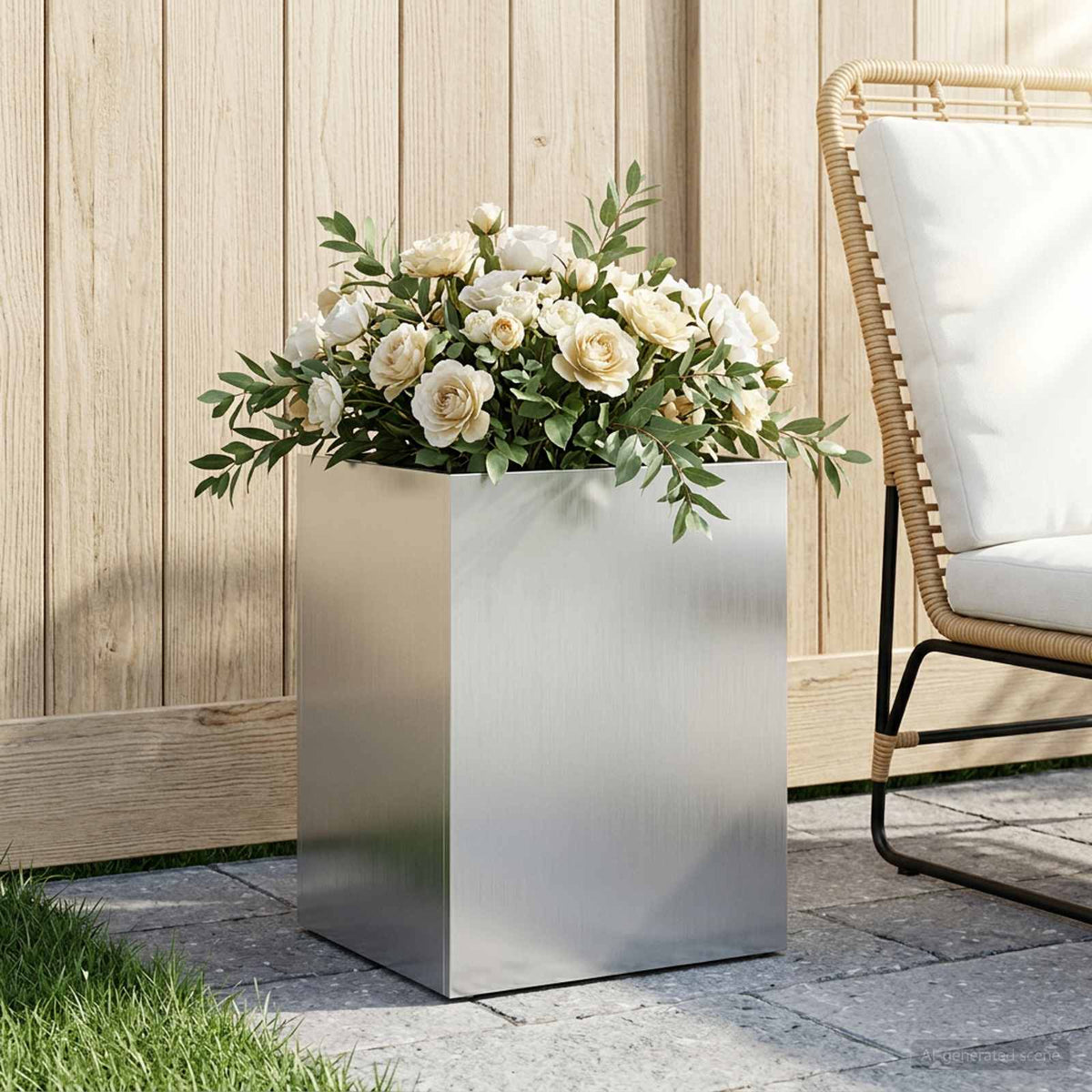 Plantenbak zilver 40 x 30 x 40 cm Gegalvaniseerd staal is nu te koop bij PeponiXL, paradijselijk wonen!