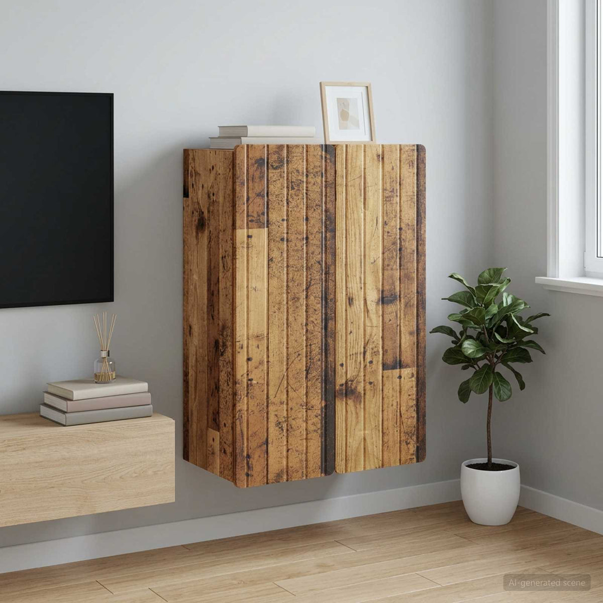 Wandkast Oud hout 66 x 34,5 x 92 cm Bewerkt hout is nu te koop bij PeponiXL, paradijselijk wonen!