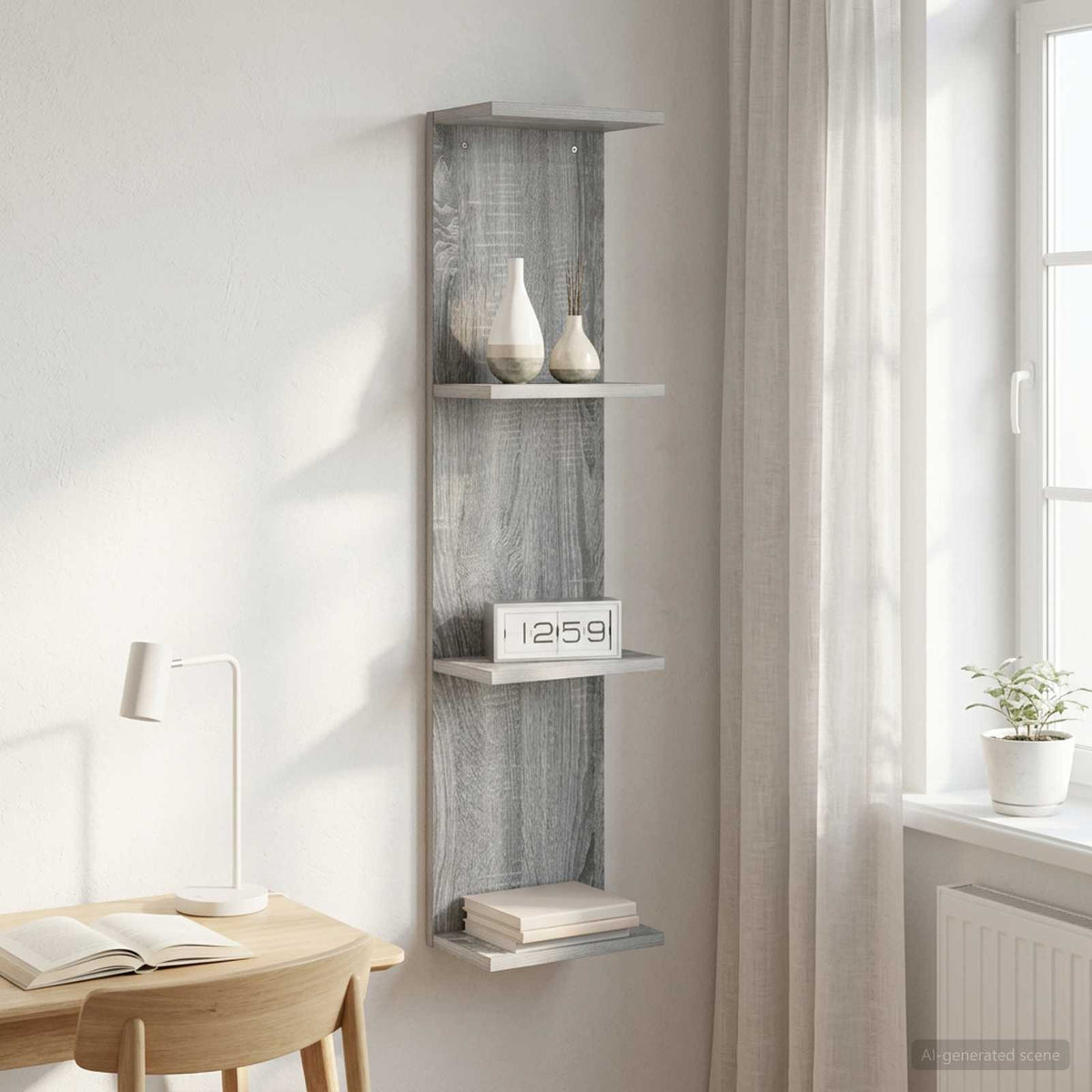 Wandplank Grijs Sonoma 25 x 15 x 100 cm Bewerkt hout is nu te koop bij PeponiXL, paradijselijk wonen!
