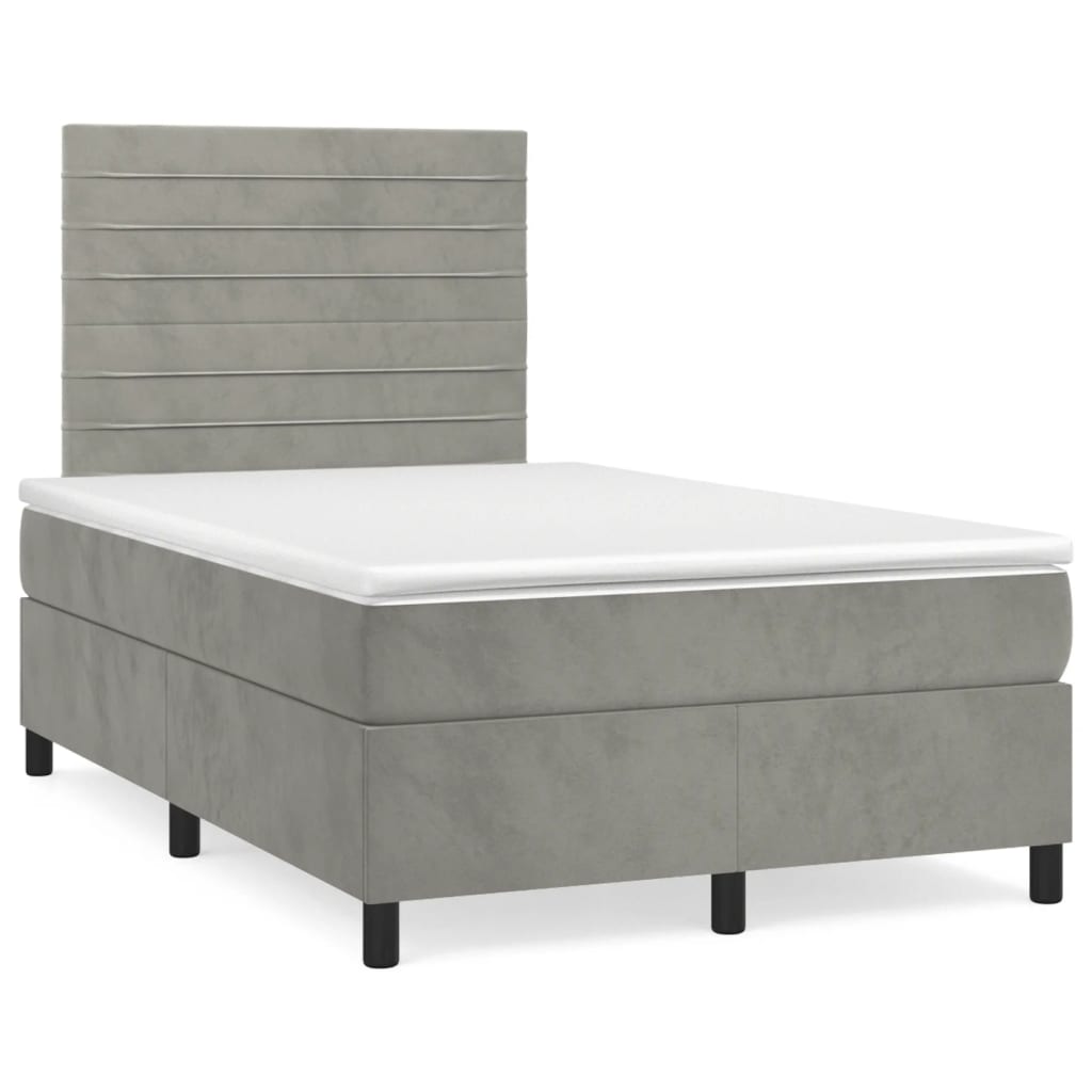 Boxspring met matras fluweel lichtgrijs 120x190 cm is nu te koop bij PeponiXL, paradijselijk wonen!