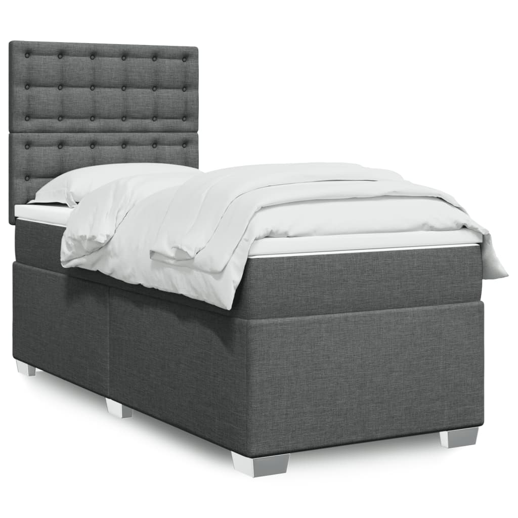 Boxspring met matras stof donkergrijs 90x190 cm is nu te koop bij PeponiXL, paradijselijk wonen!