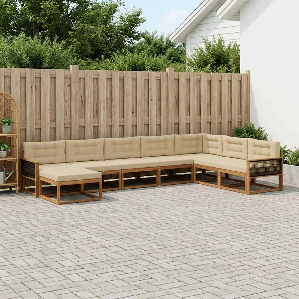 Buiten bankenset met kussen 8 pcs Natuurlijk en Beige is nu te koop bij PeponiXL, paradijselijk wonen!