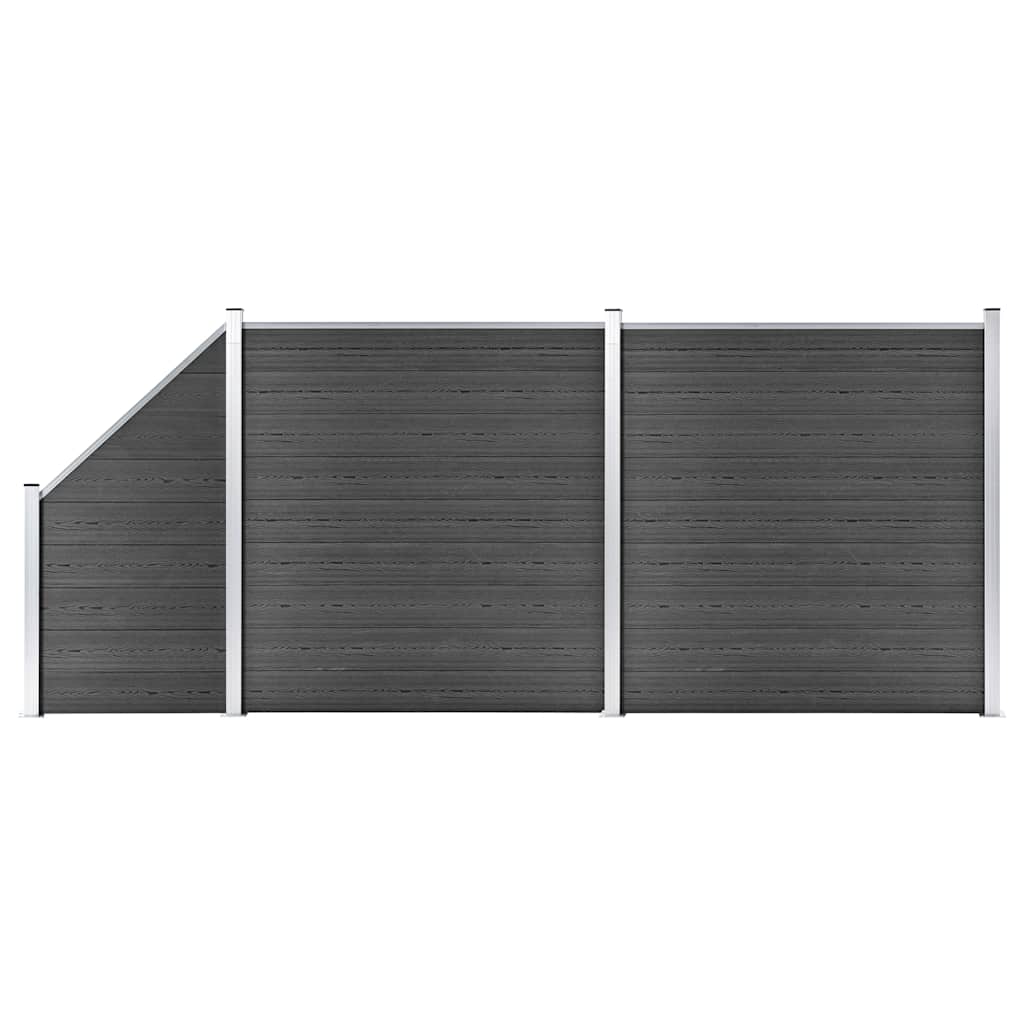 Schuttingpanelenset 446x(105-186) cm HKC zwart is nu te koop bij PeponiXL, paradijselijk wonen!