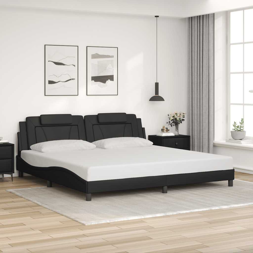 Bedframe "Viana" zonder matras kunstleer zwart 200x200 cm is nu te koop bij PeponiXL, paradijselijk wonen!