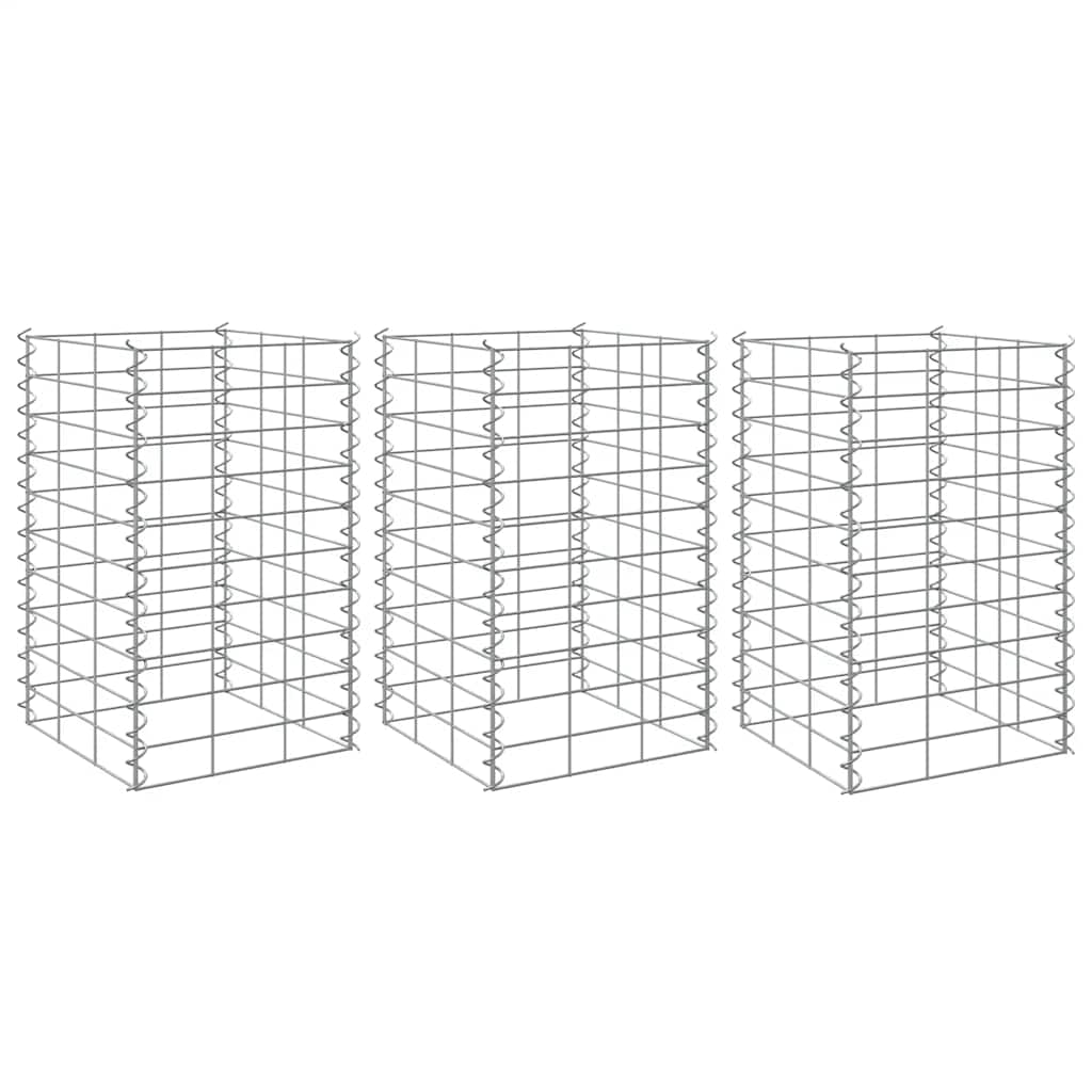 Gabion plantenbakken 3 st verhoogd 30x30x50 cm ijzer is nu te koop bij PeponiXL, paradijselijk wonen!